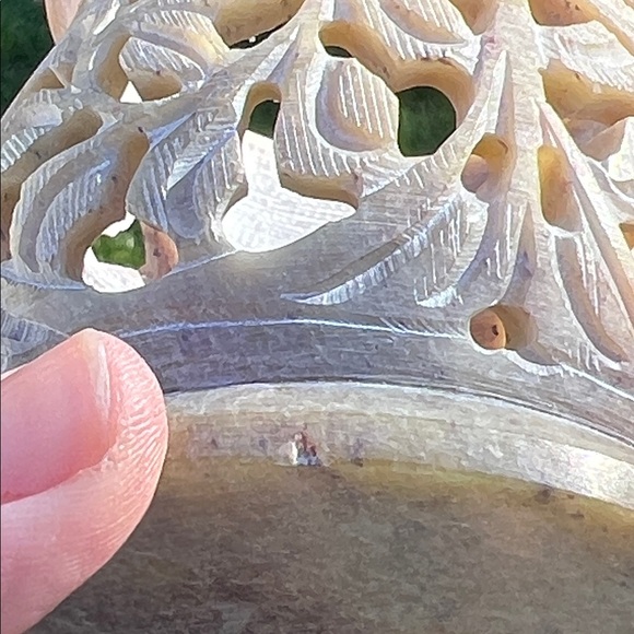 Vintage Boho Ornate Intricate Etched Handcarved Stone Votive Candle Holder - Picture 9 of 9